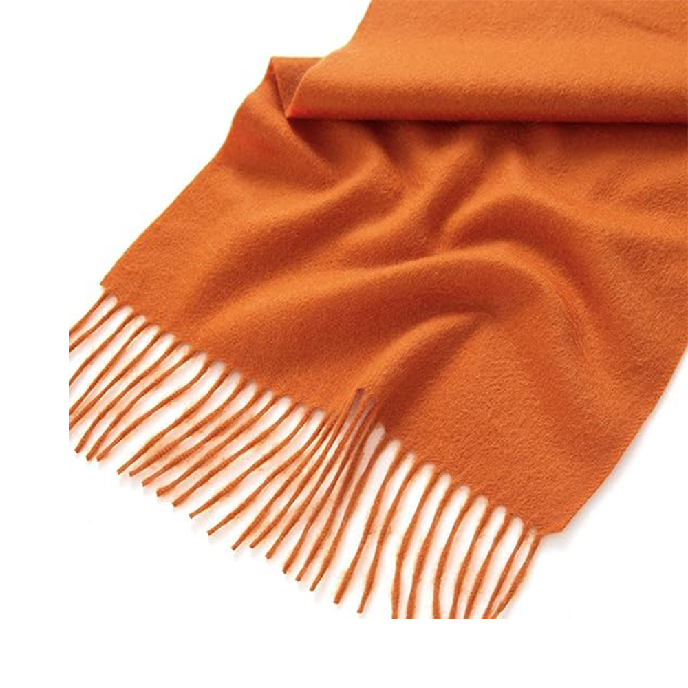 Vibrant Orange Classic Scarf with Fringe