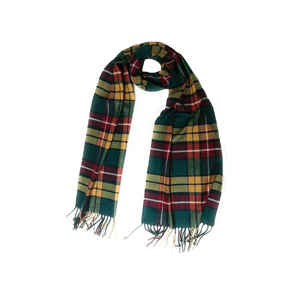 Vibrant Red, Green, and Yellow Plaid Scarf