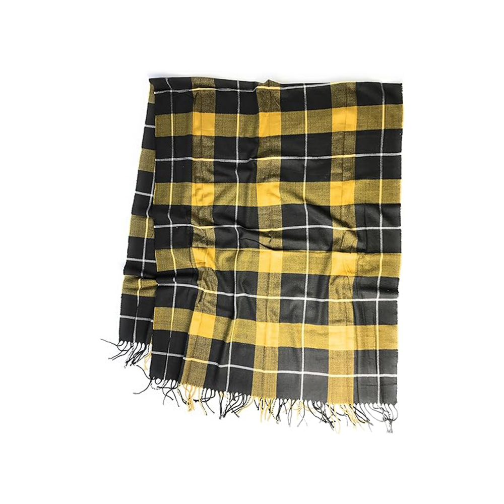 High-Contrast Black and Yellow Plaid Scarf