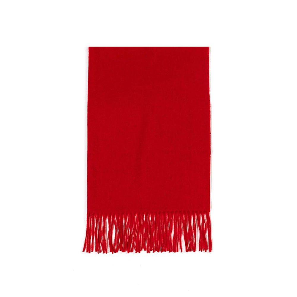 Vibrant Red Scarf with Fringe