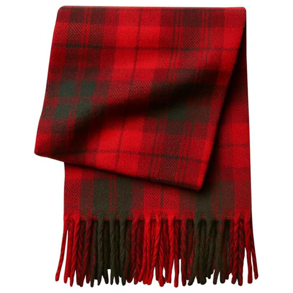 Red and Green Checked Wool Scarf