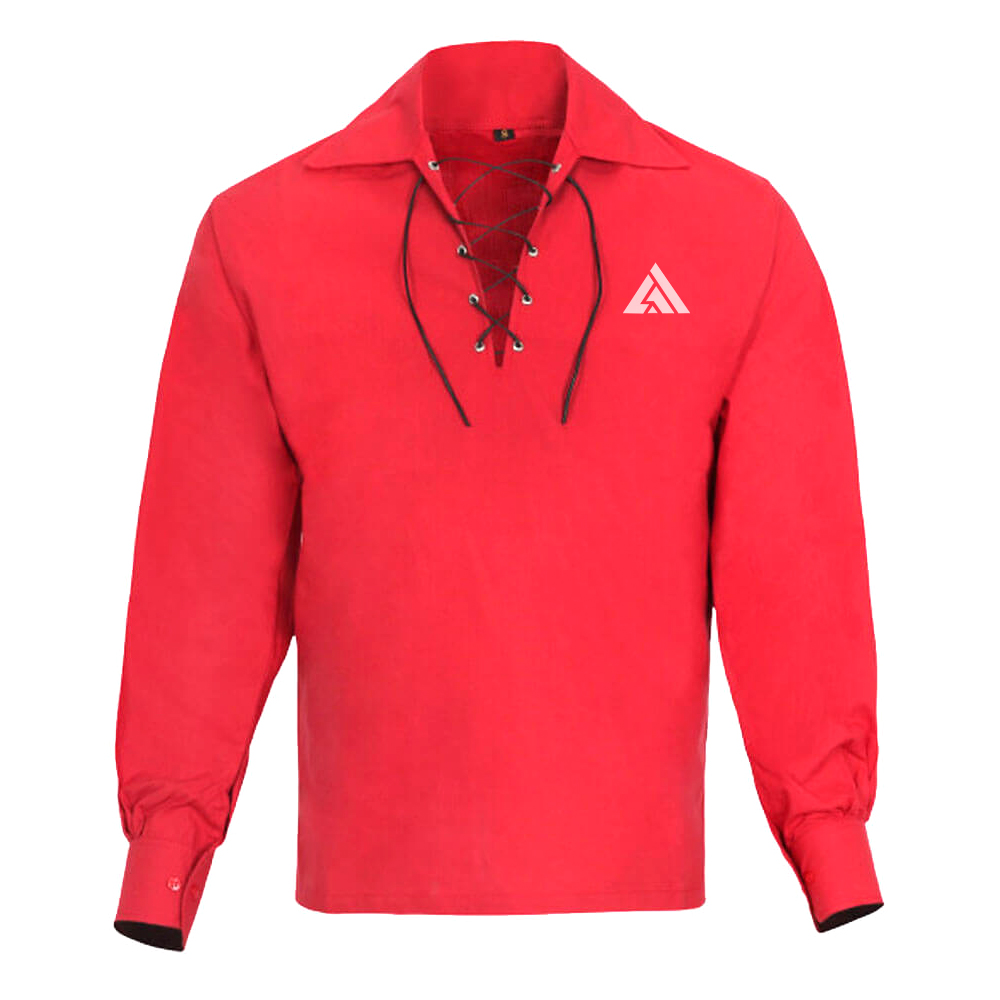 Red Lace-Up Collar Shirt