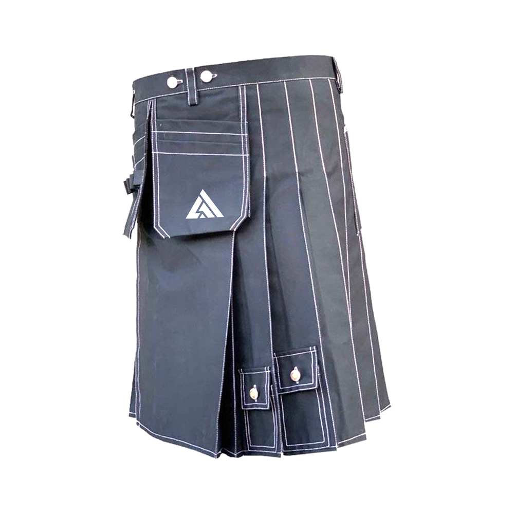 Men’s Modern Kilt with Cargo Pockets and Accent Stitch