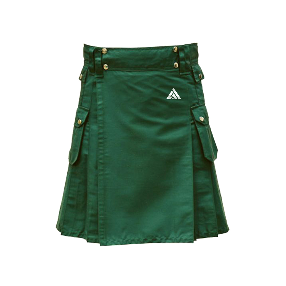 Forest Green Utility Kilt with Pockets