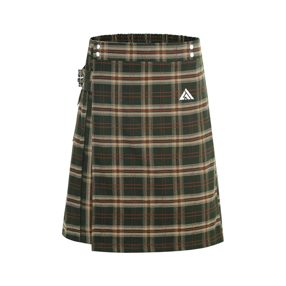 Forest Green and Tan Plaid Utility Kilt