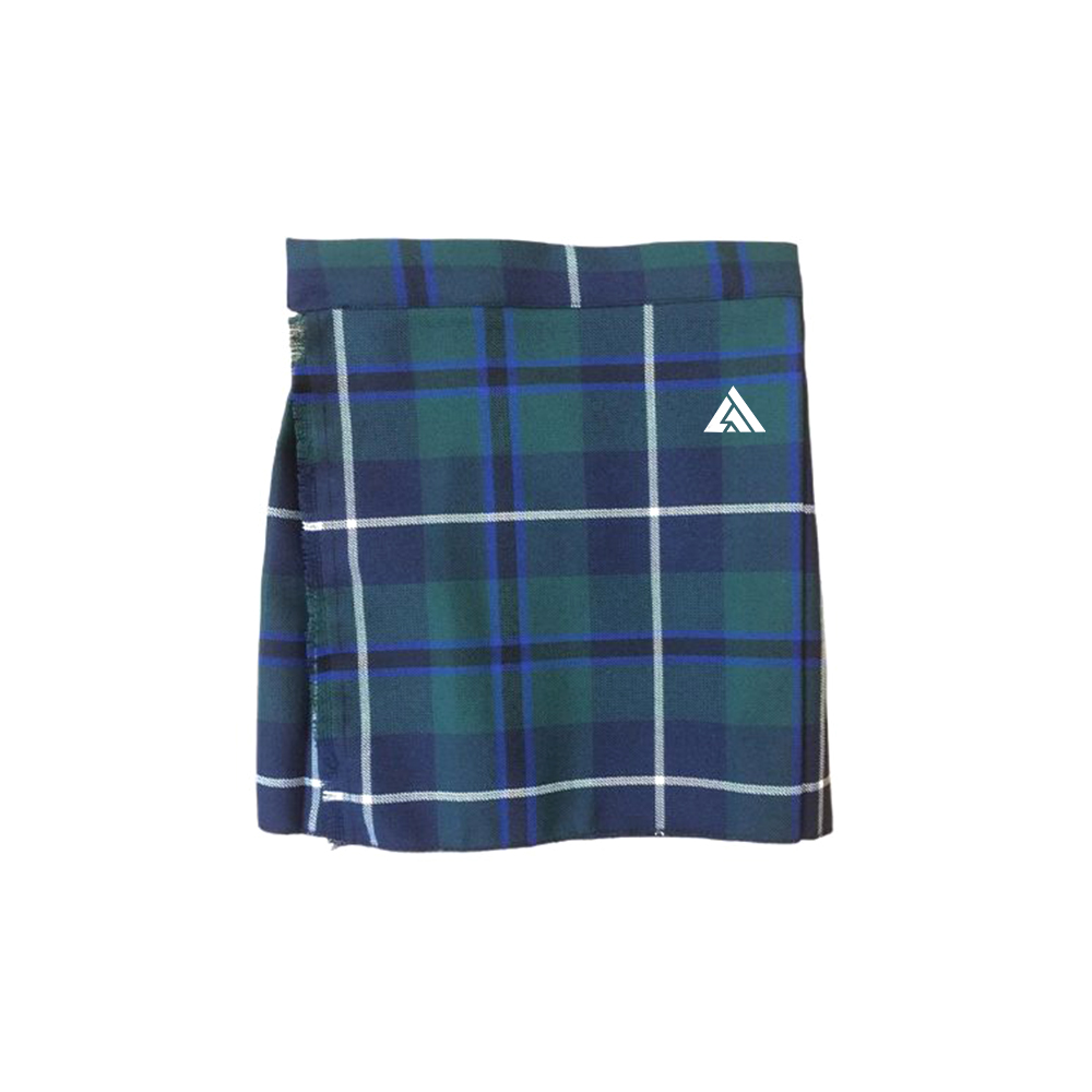Pleated Mini Kilt in Tartan with Blue and White Lines