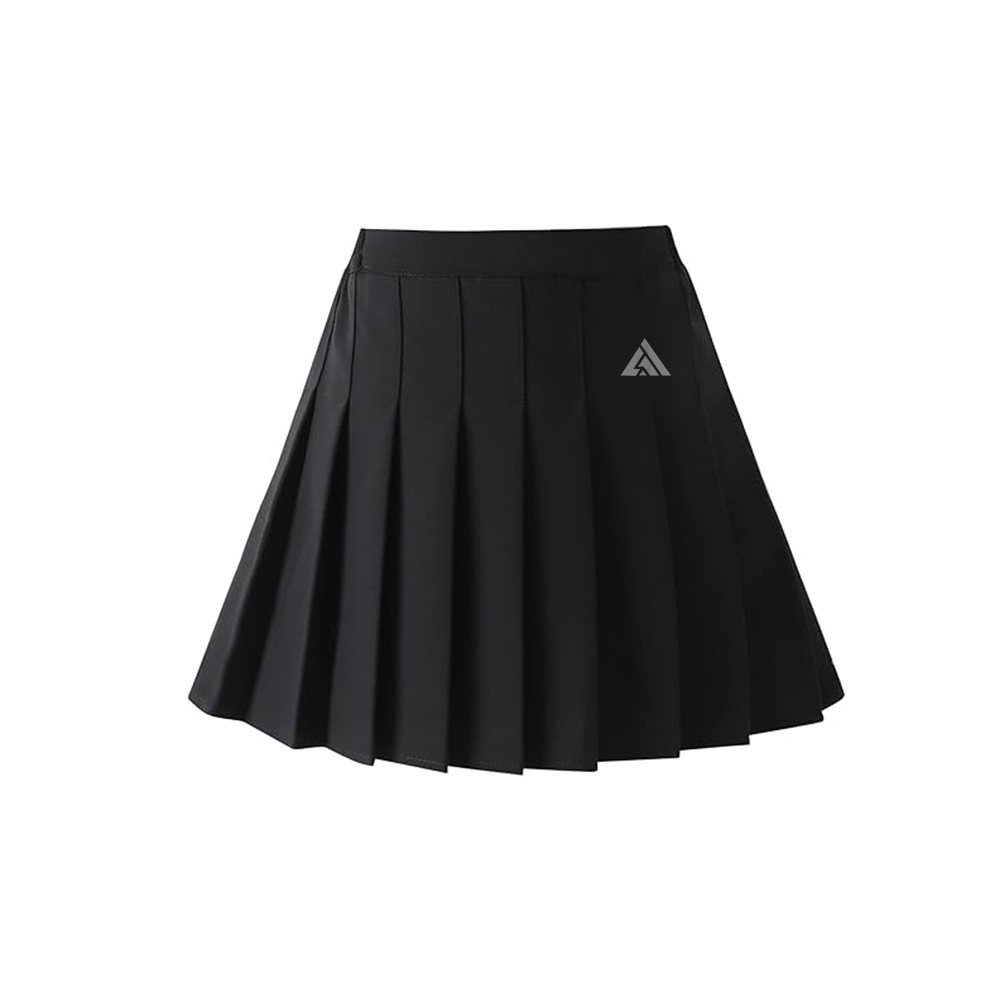 Plain Black High-Waisted Mini-Skirt with Pleats