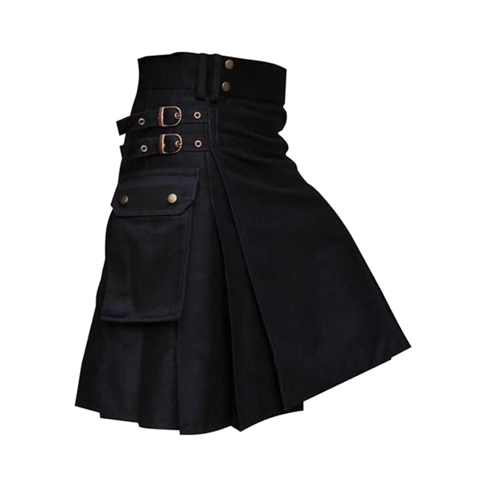 Men’s Black Tactical Kilt with Pockets