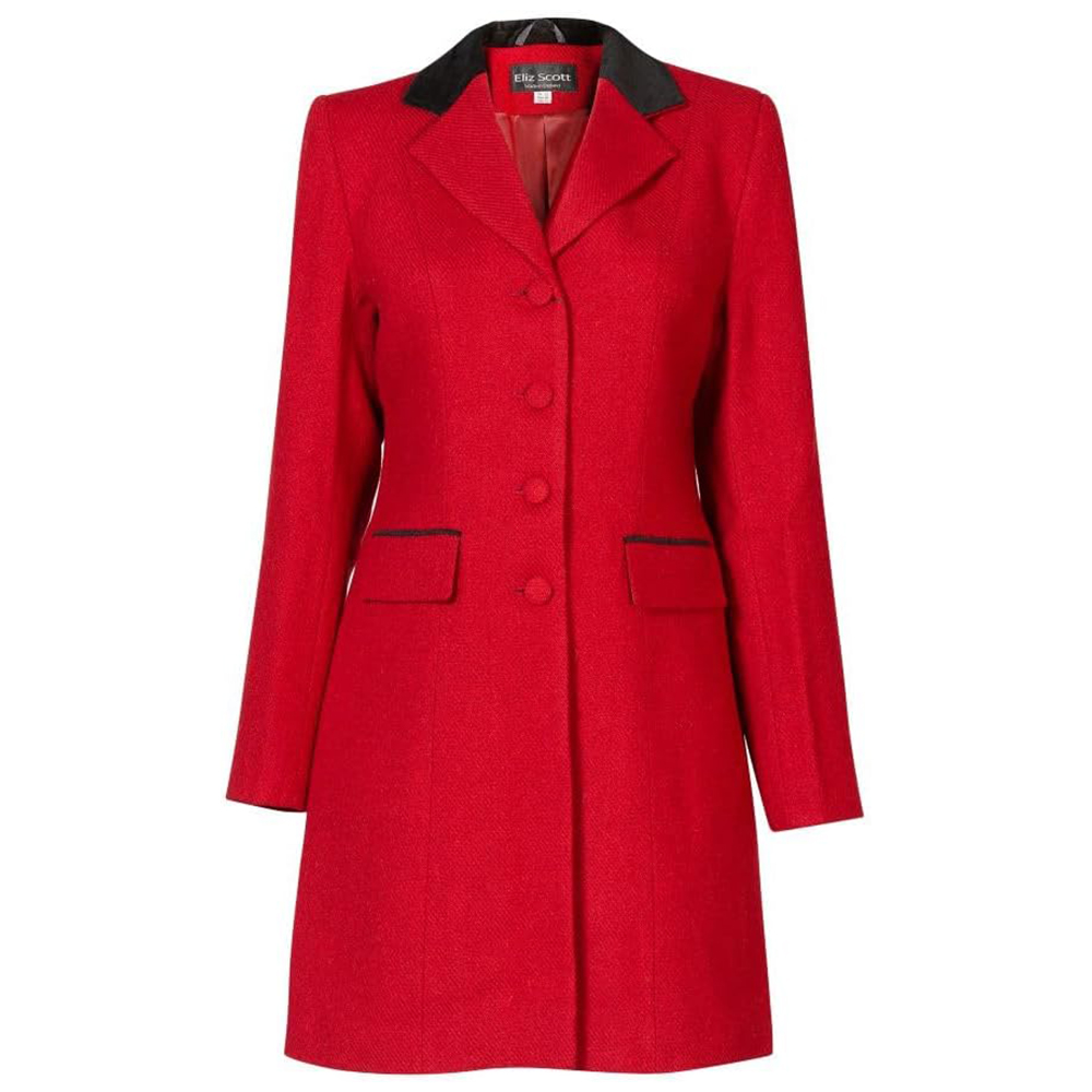 Eliz Scott Women’s Red Coat with Black Velvet Collar