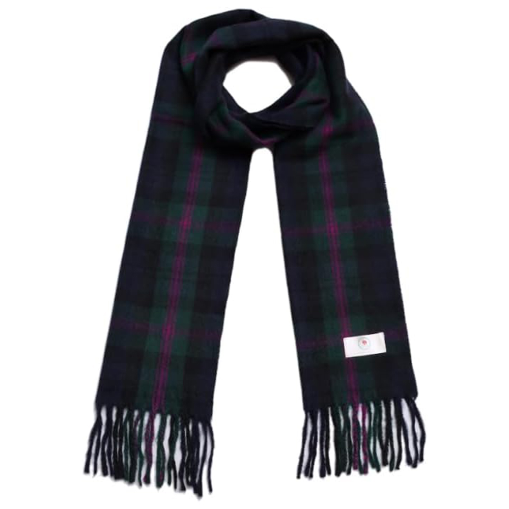 Navy, Green, and Purple Plaid Scarf
