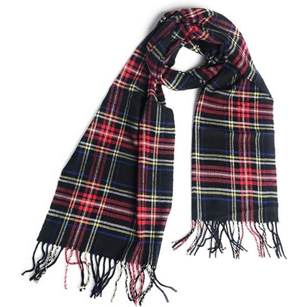 Black Multi-Color Plaid Scarf