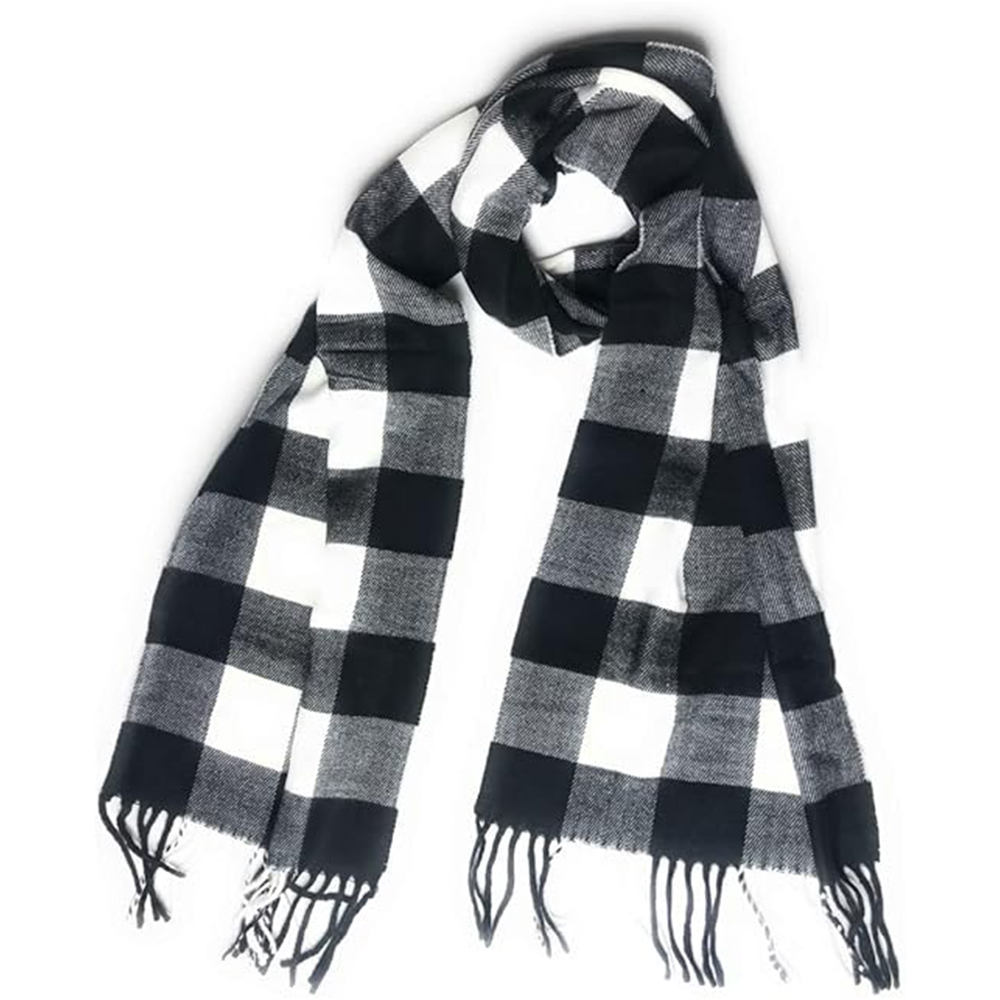 Fringed Black and White Scarf