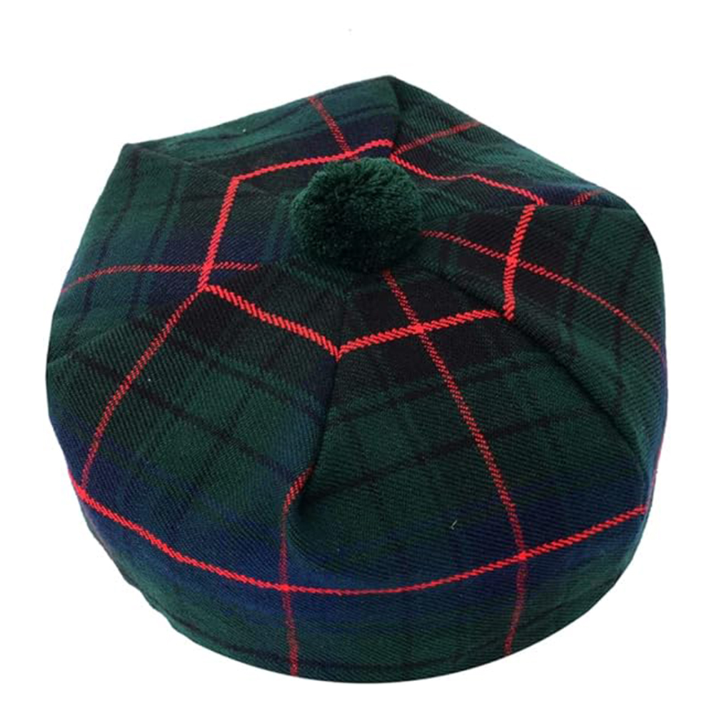 Deep Forest Tartan Balmoral Cap with Pom-Pom