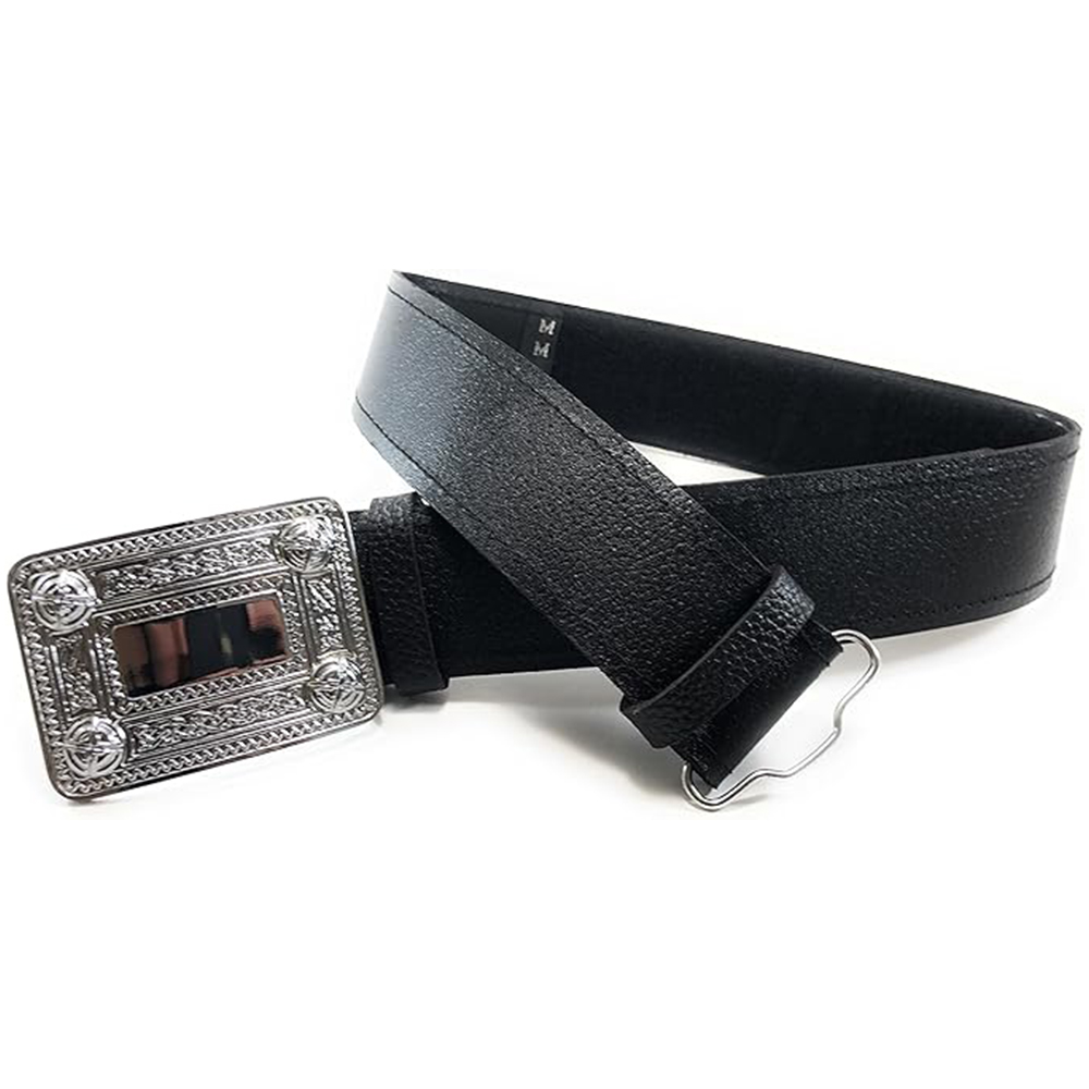 Formal Highland Wear Kilt Belt with Bright Metal Clasp
