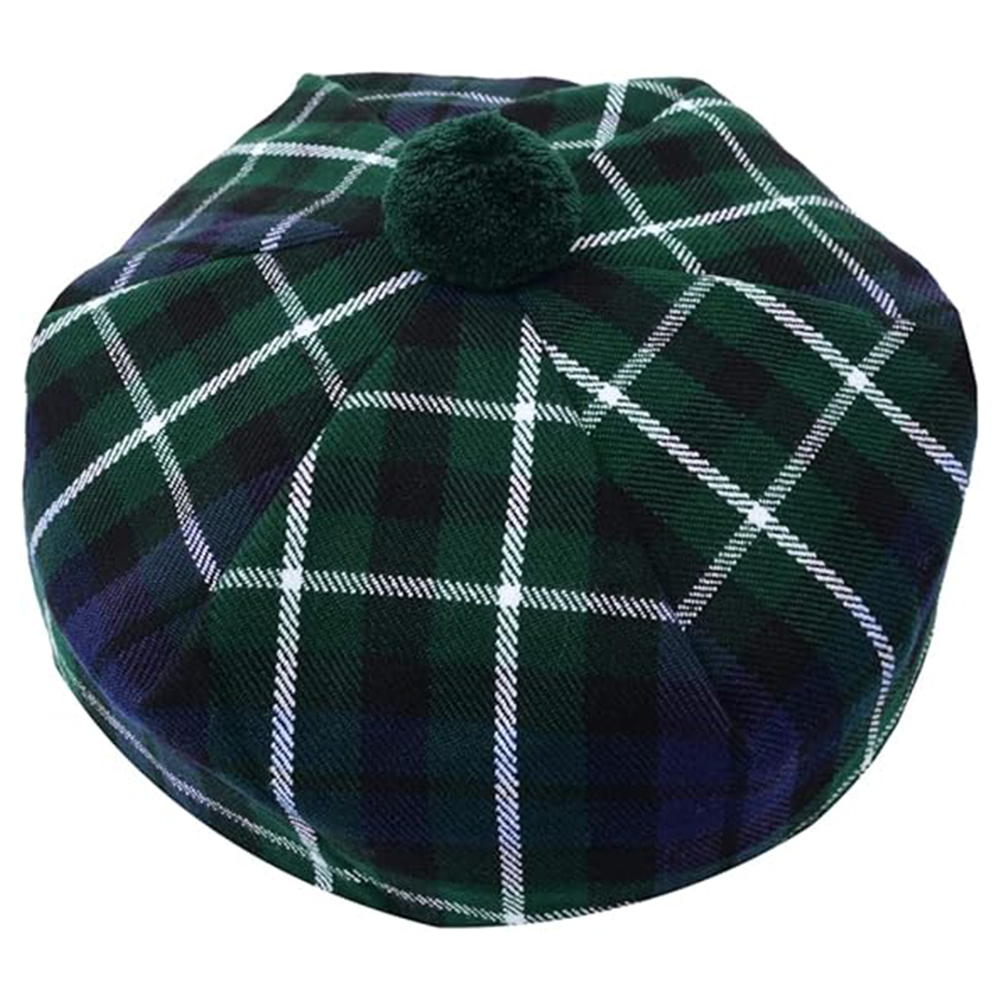 Traditional Scottish Bonnet with White Grid Lines
