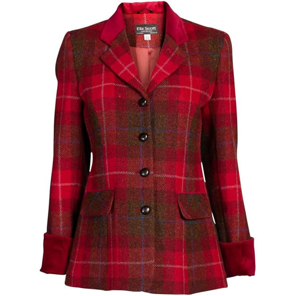 Women’s Vibrant Red Plaid Hacking Jacket