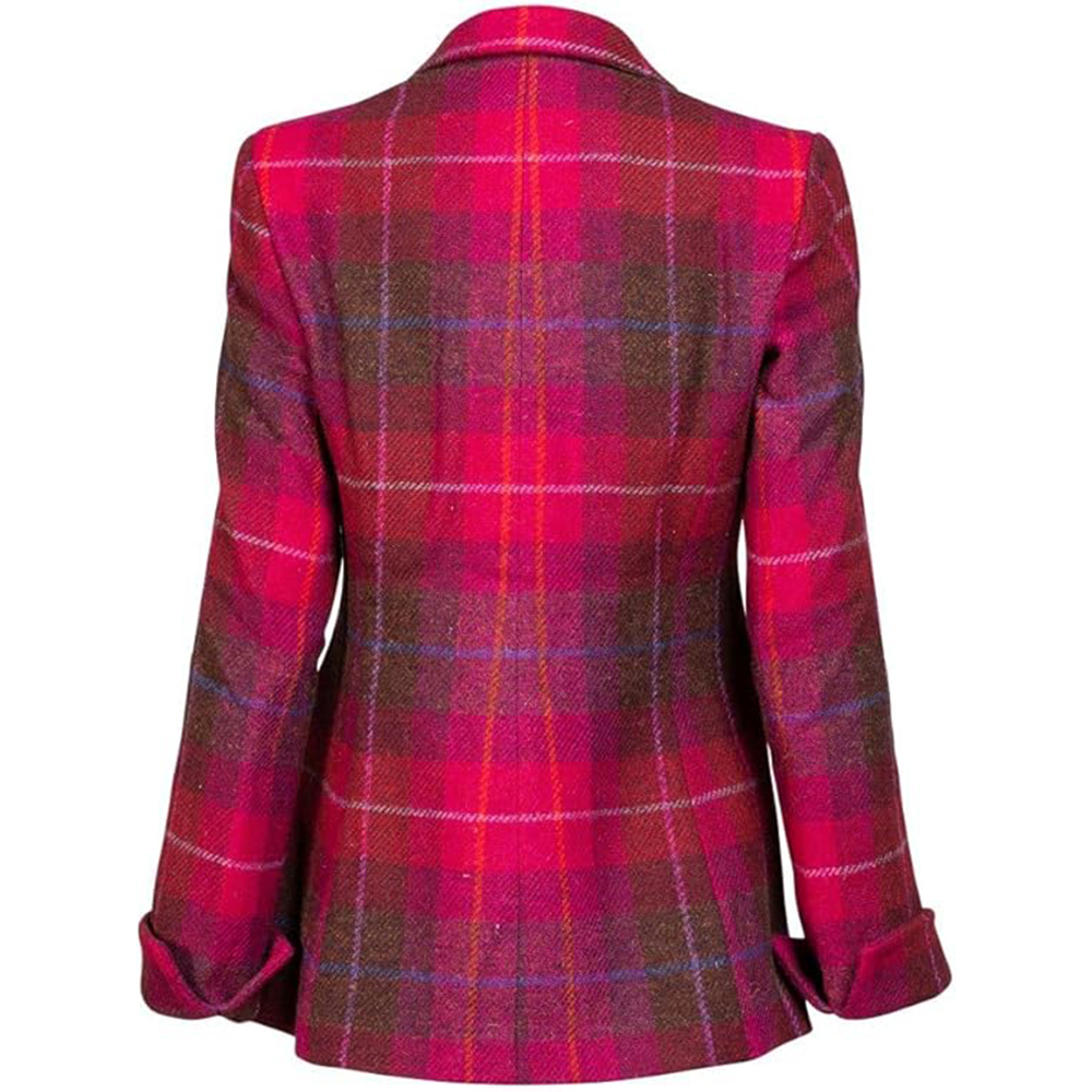 Eliz Scott Women’s Pink and Brown Plaid Tweed Jacket