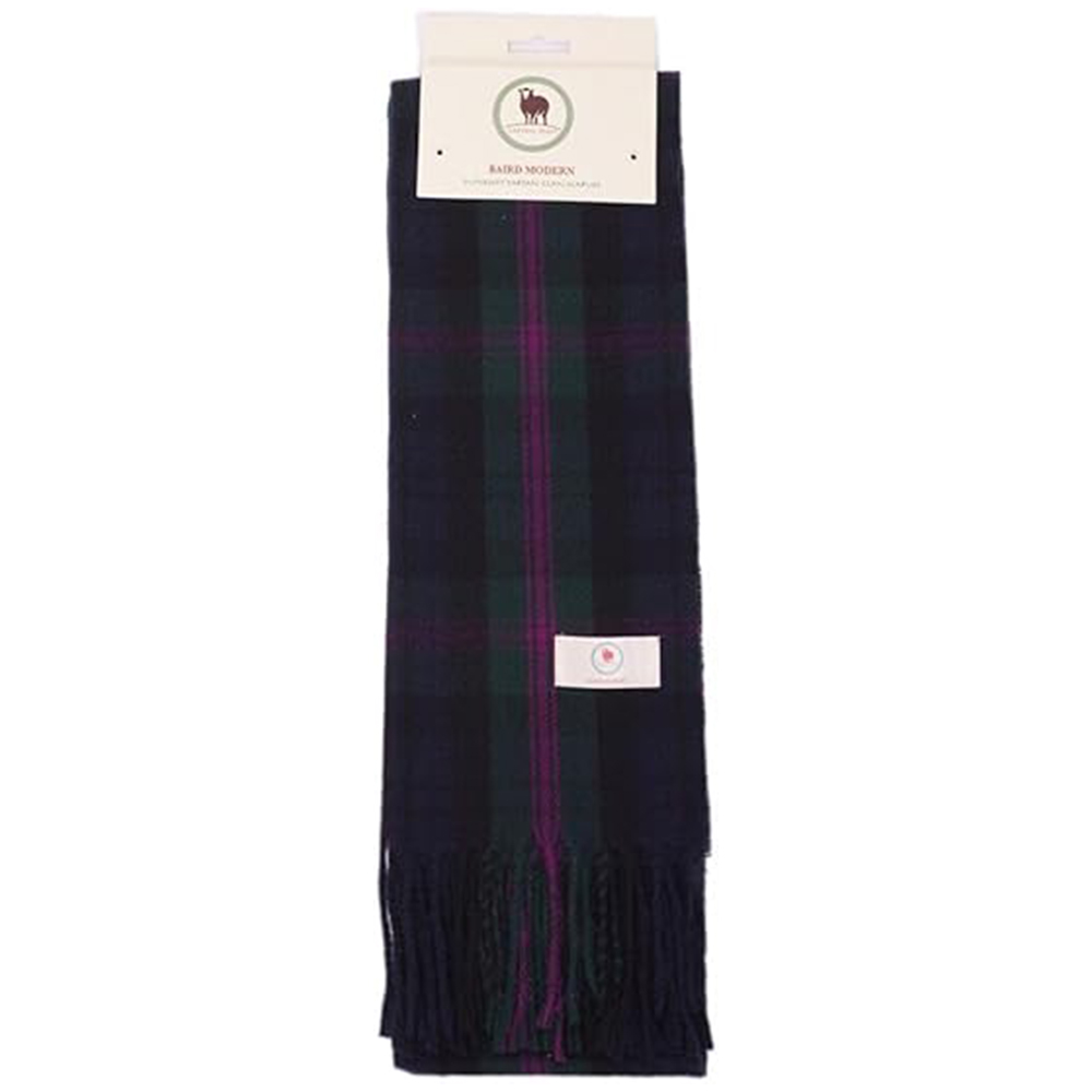 Navy, Green, and Purple Plaid Scarf