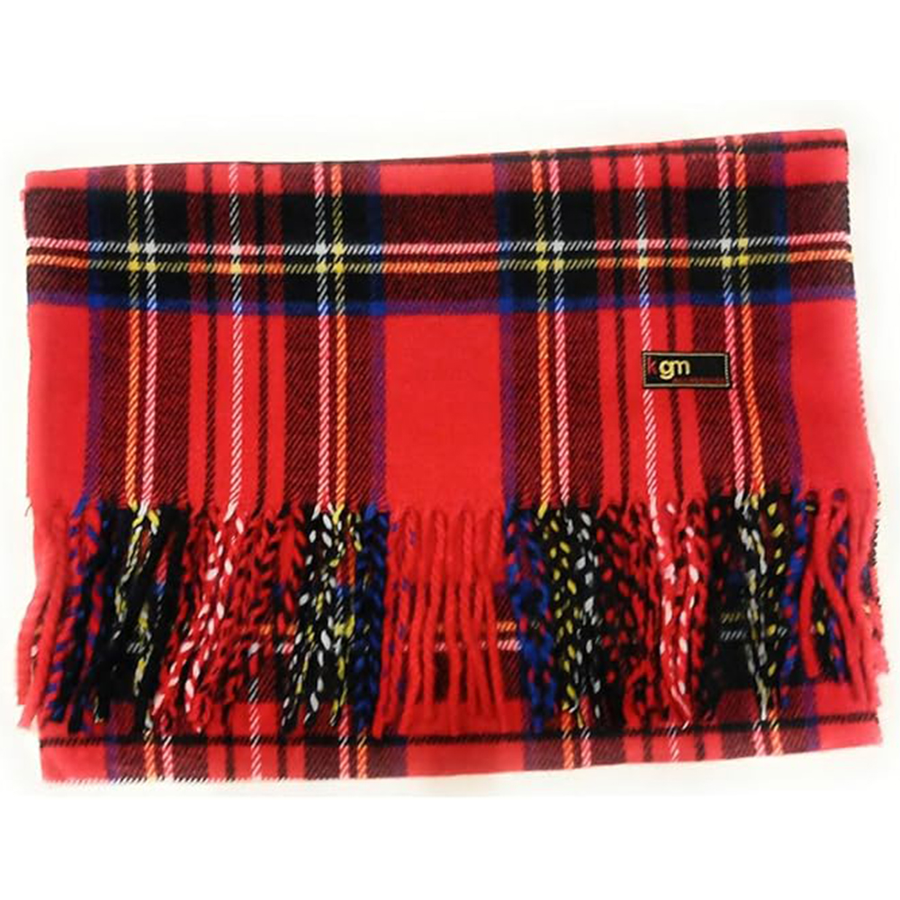 Vibrant Red Multi-Color Plaid Scarf
