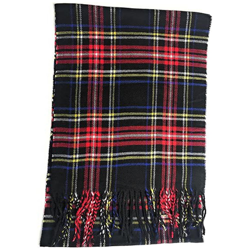 Black Multi-Color Plaid Scarf