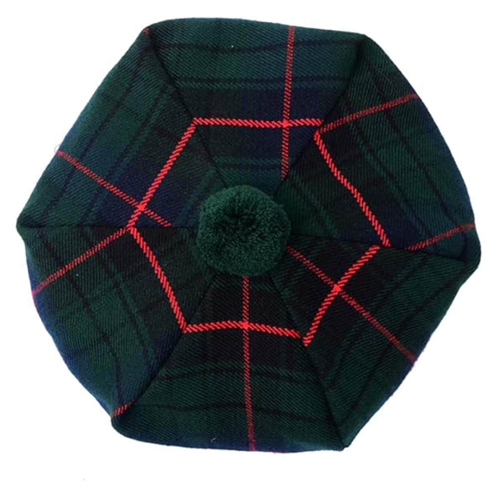 Deep Forest Tartan Balmoral Cap with Pom-Pom
