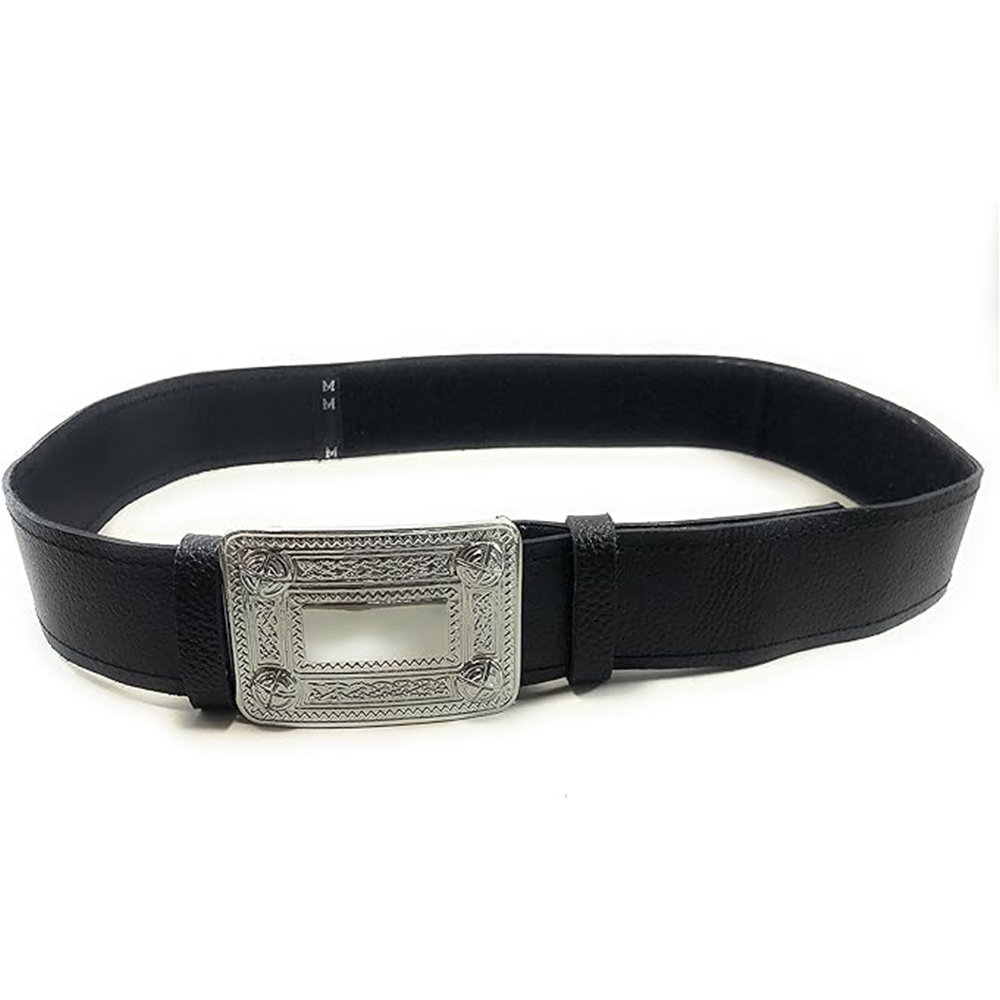 Formal Highland Wear Kilt Belt with Bright Metal Clasp