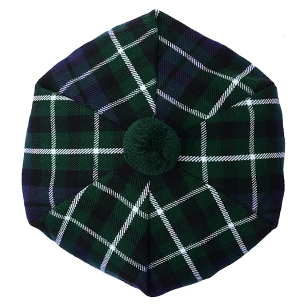 Traditional Scottish Bonnet with White Grid Lines
