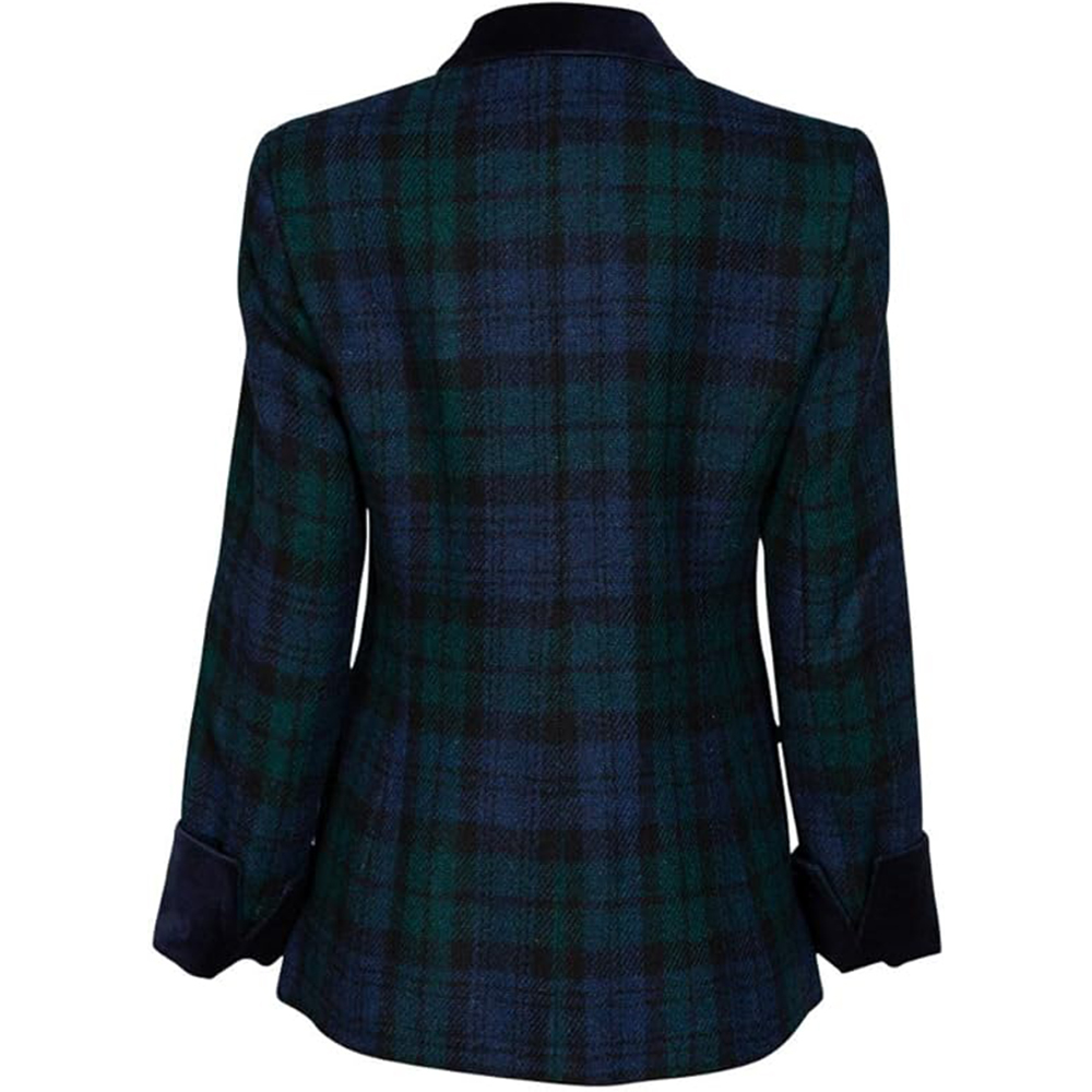Eliz Scott Black Watch Plaid Tweed Hacking Jacket