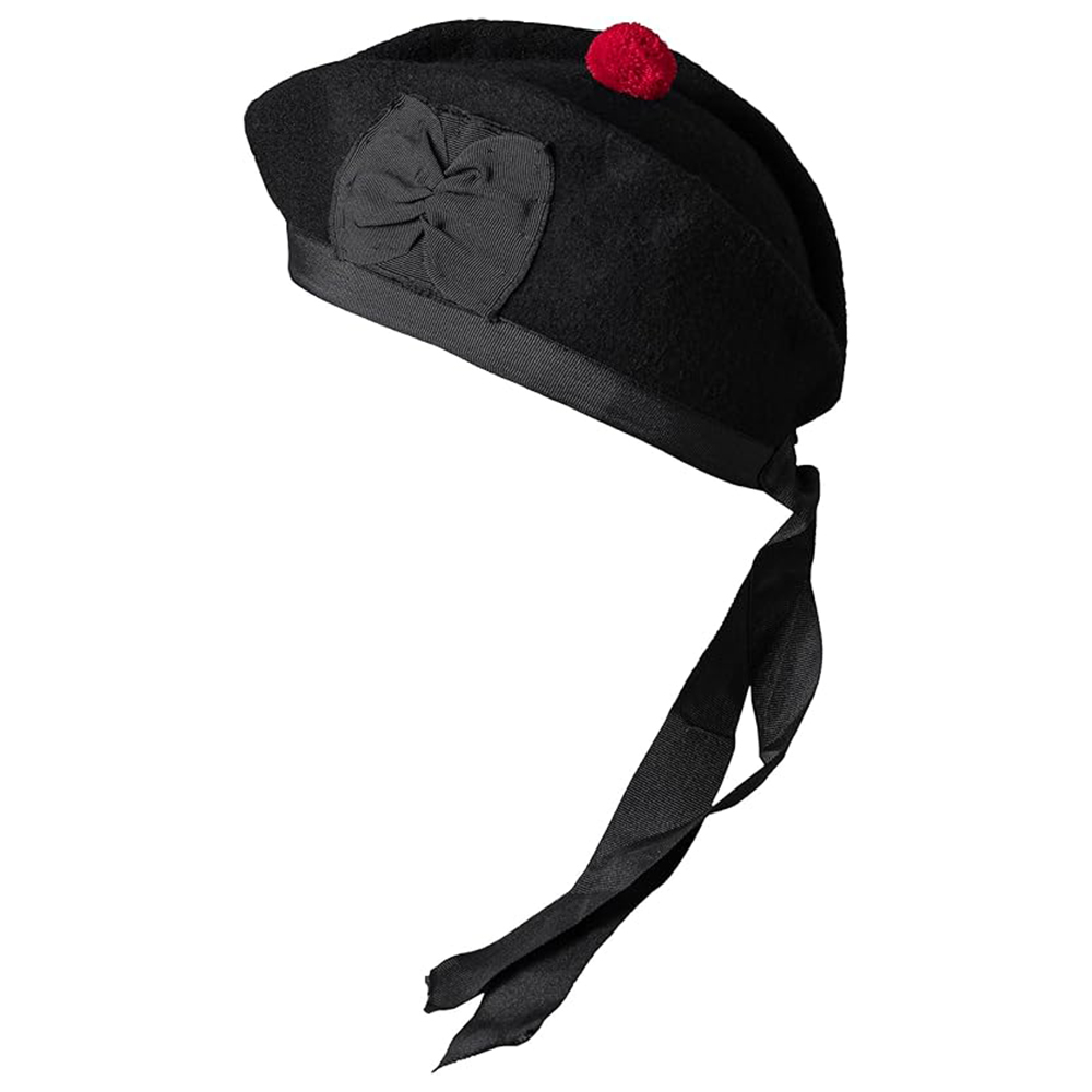 Black Balmoral Bonnet with Red Pom