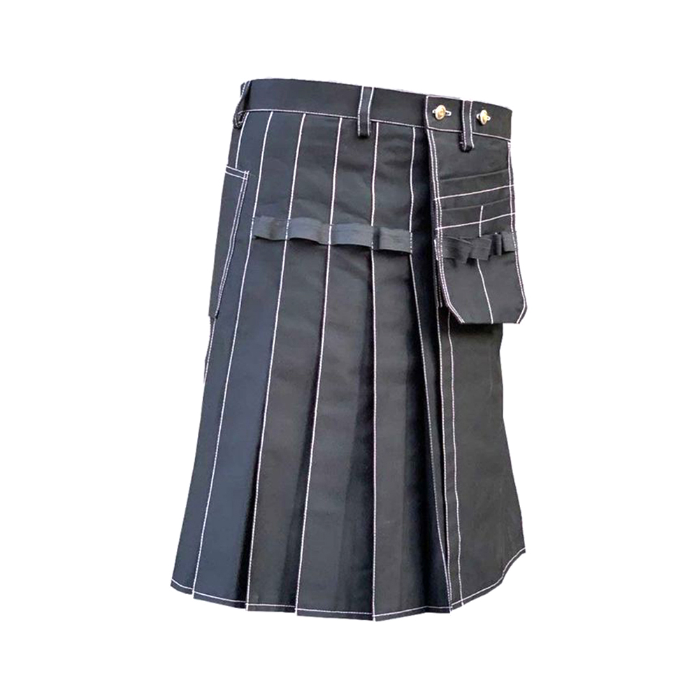 Men’s Modern Kilt with Cargo Pockets and Accent Stitch