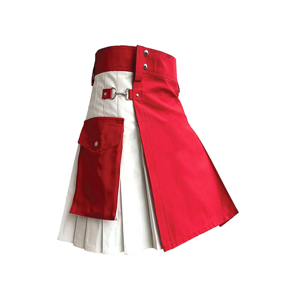 Red and White Two-Tone Modern Kilt