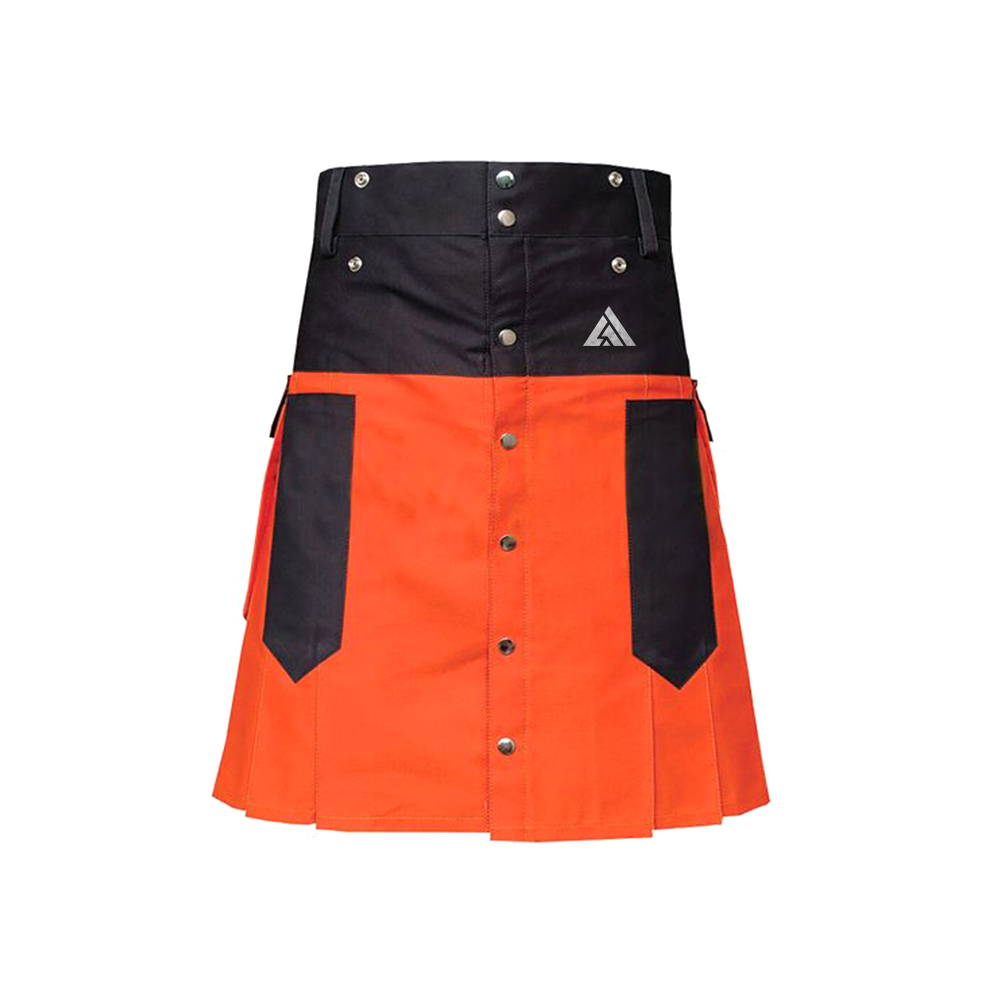 Black and Orange Two-Tone Utility Kilt