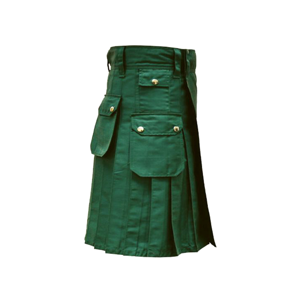 Forest Green Utility Kilt with Pockets
