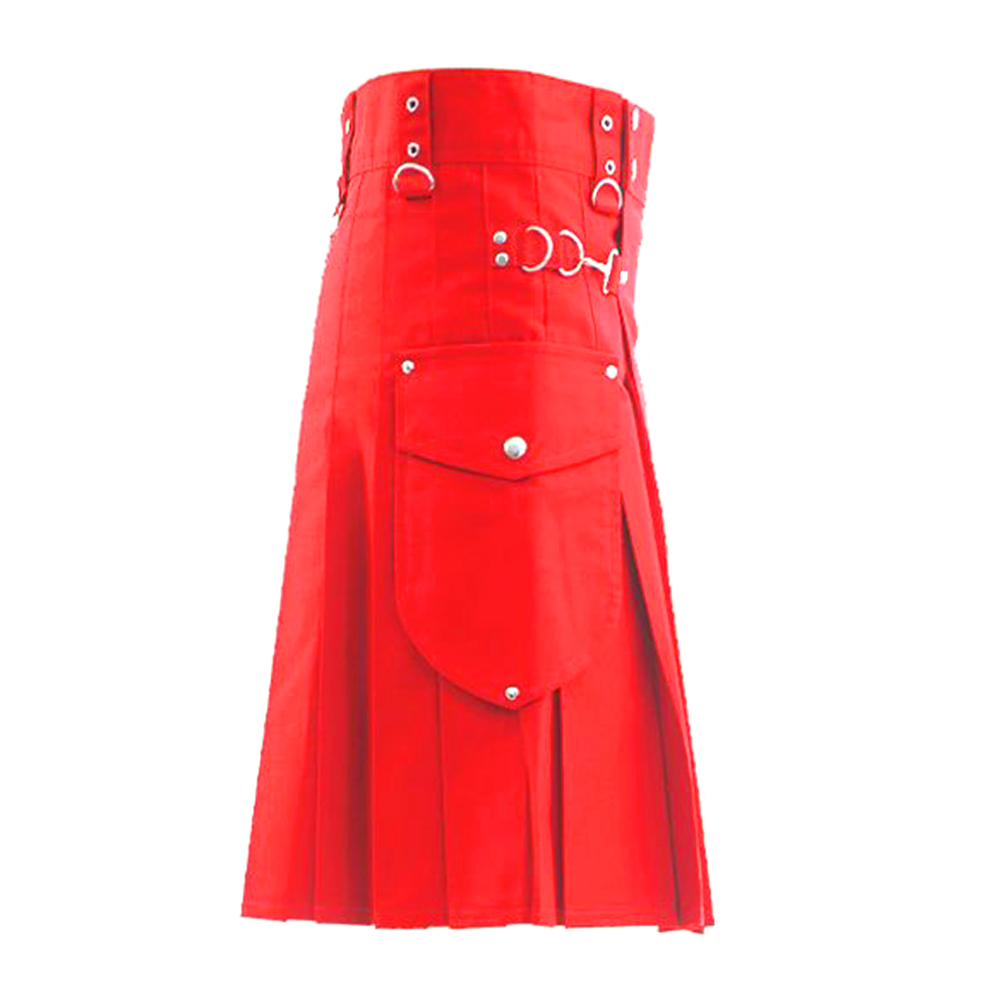Vibrant Red Modern Utility Kilt