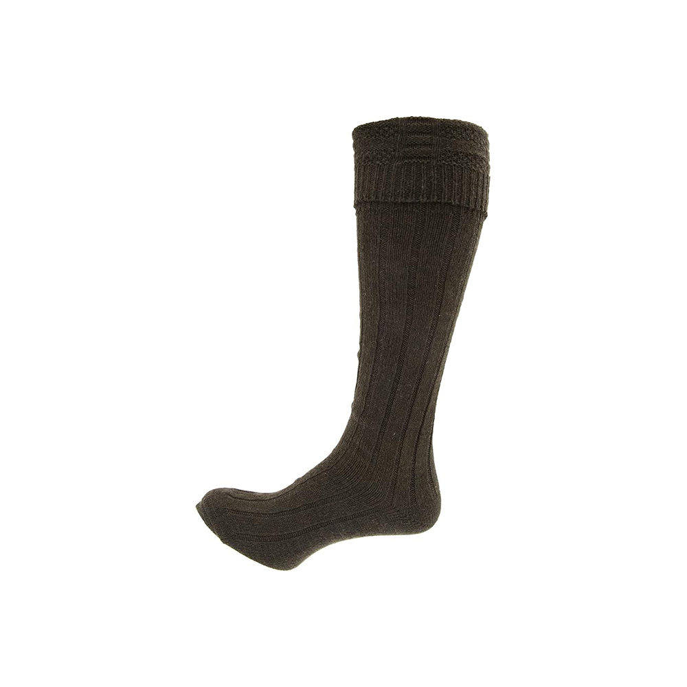 Dark Brown Knee-High Ribbed Socks