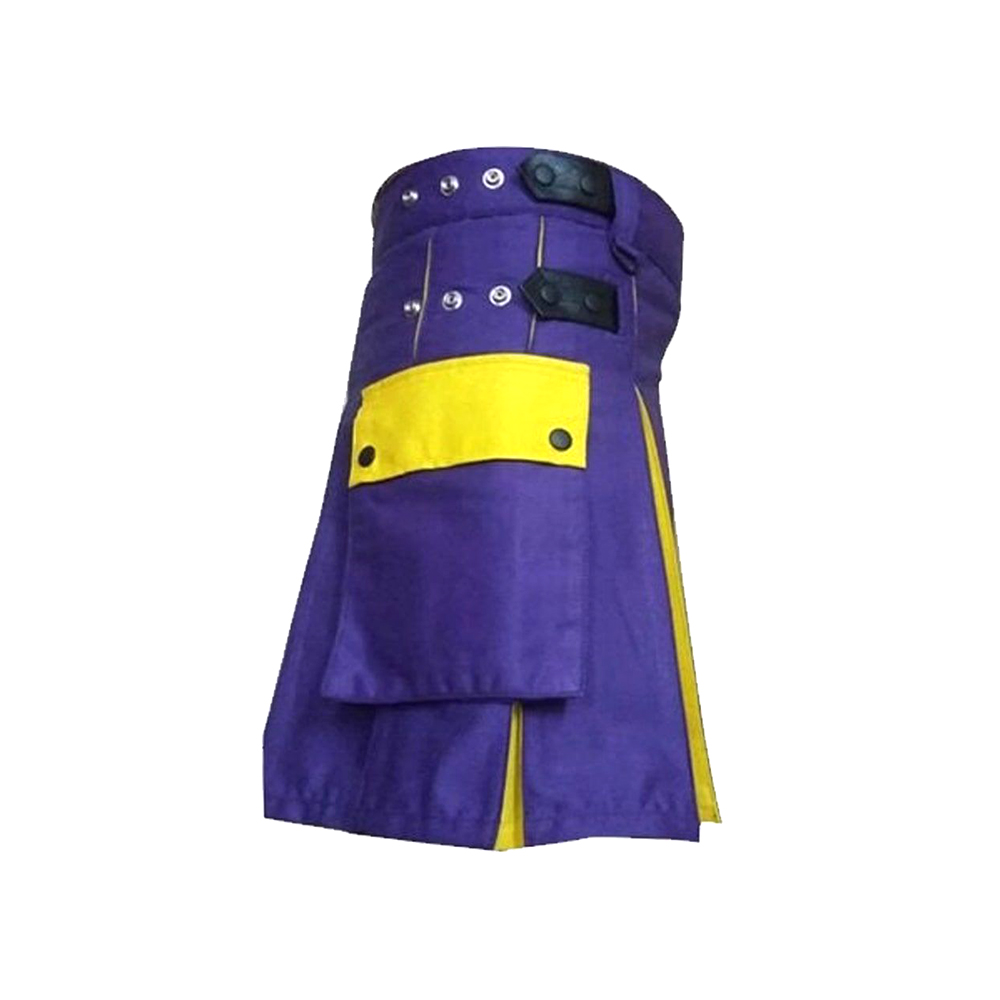 Two-Tone Purple and Yellow Utility Kilt