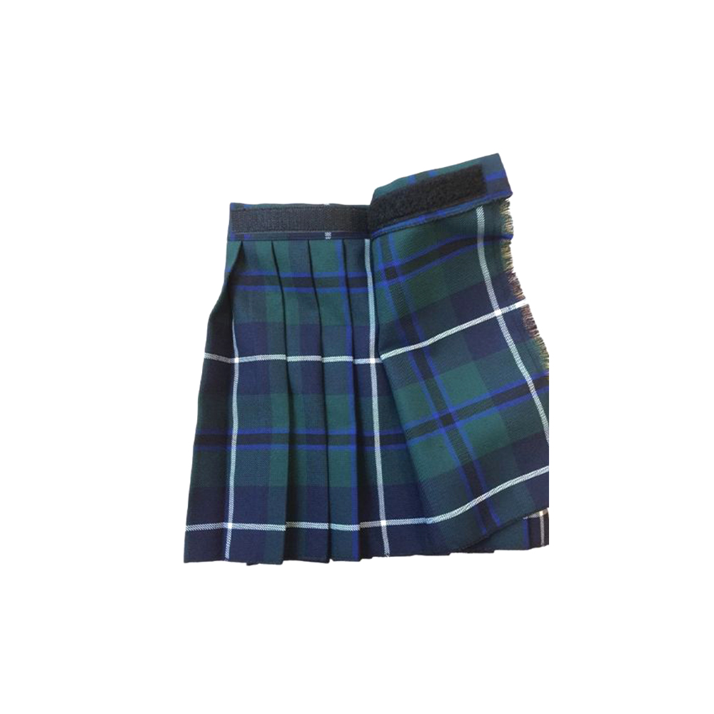 Pleated Mini Kilt in Tartan with Blue and White Lines