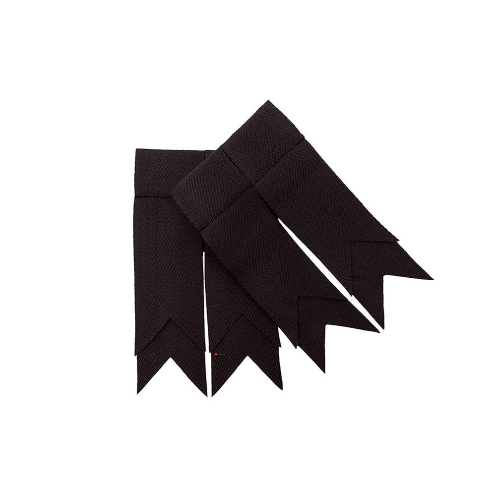 Solid Black Kilt Hose Flashes with White Garters