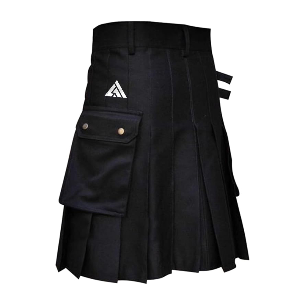 Men’s Black Tactical Kilt with Pockets