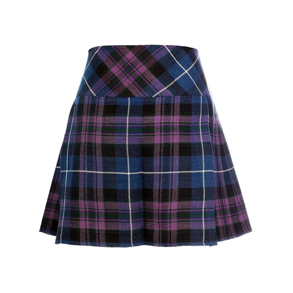 Purple and Blue Tartan Kilt with Safety Pin