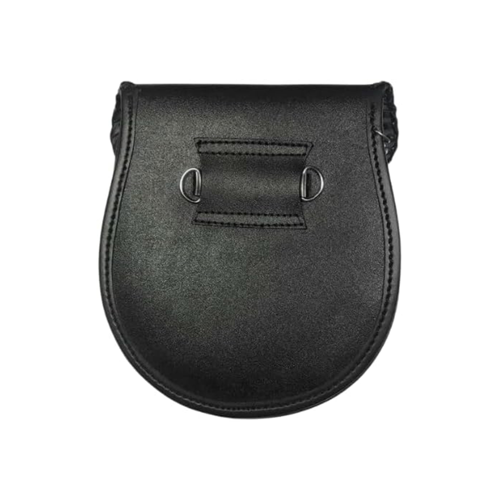 Black Leather Sporran with Embossed Celtic Knot Design