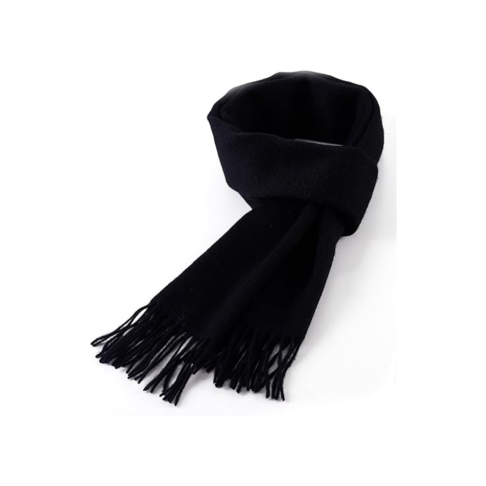 Classic Black Scarf with Fringe