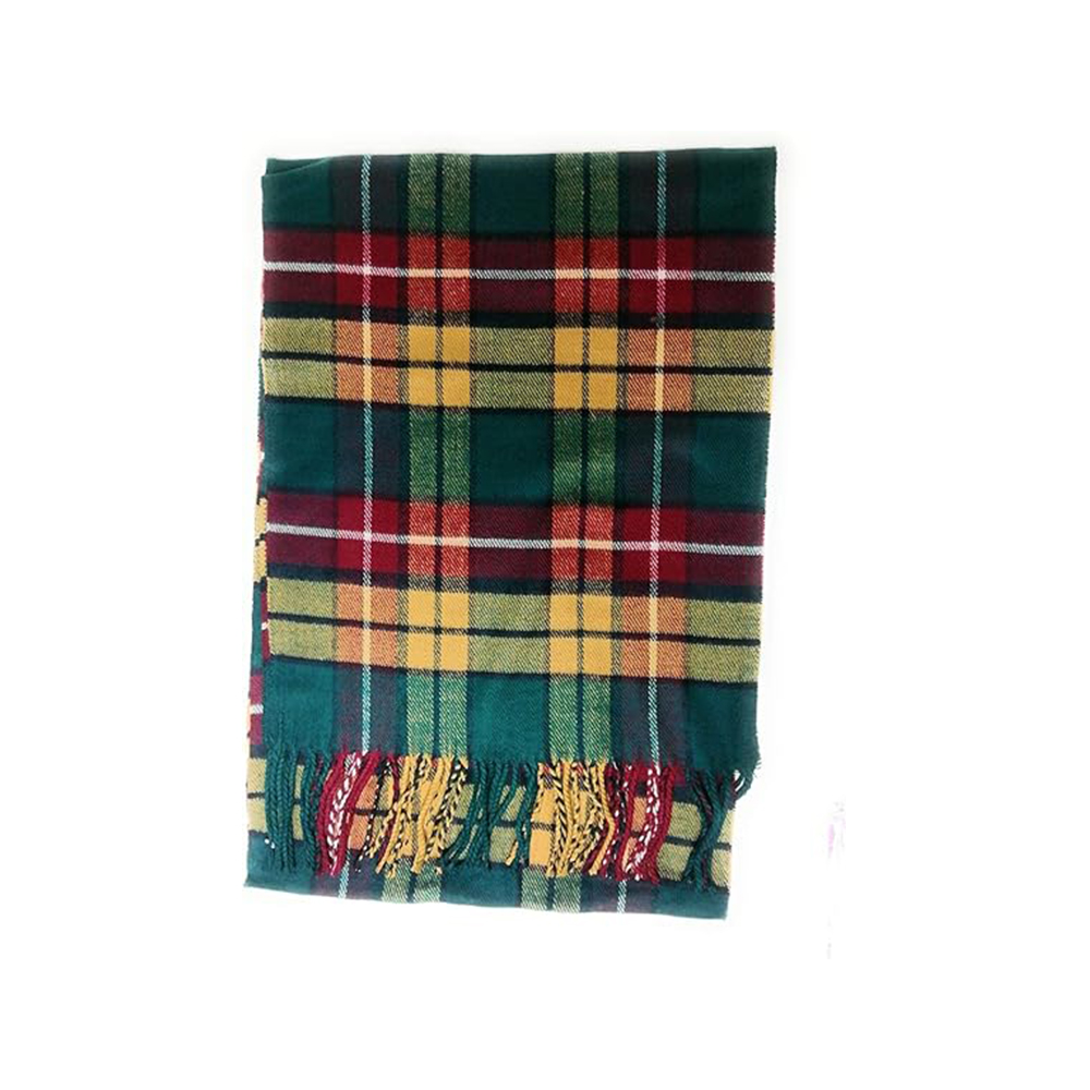 Vibrant Red, Green, and Yellow Plaid Scarf