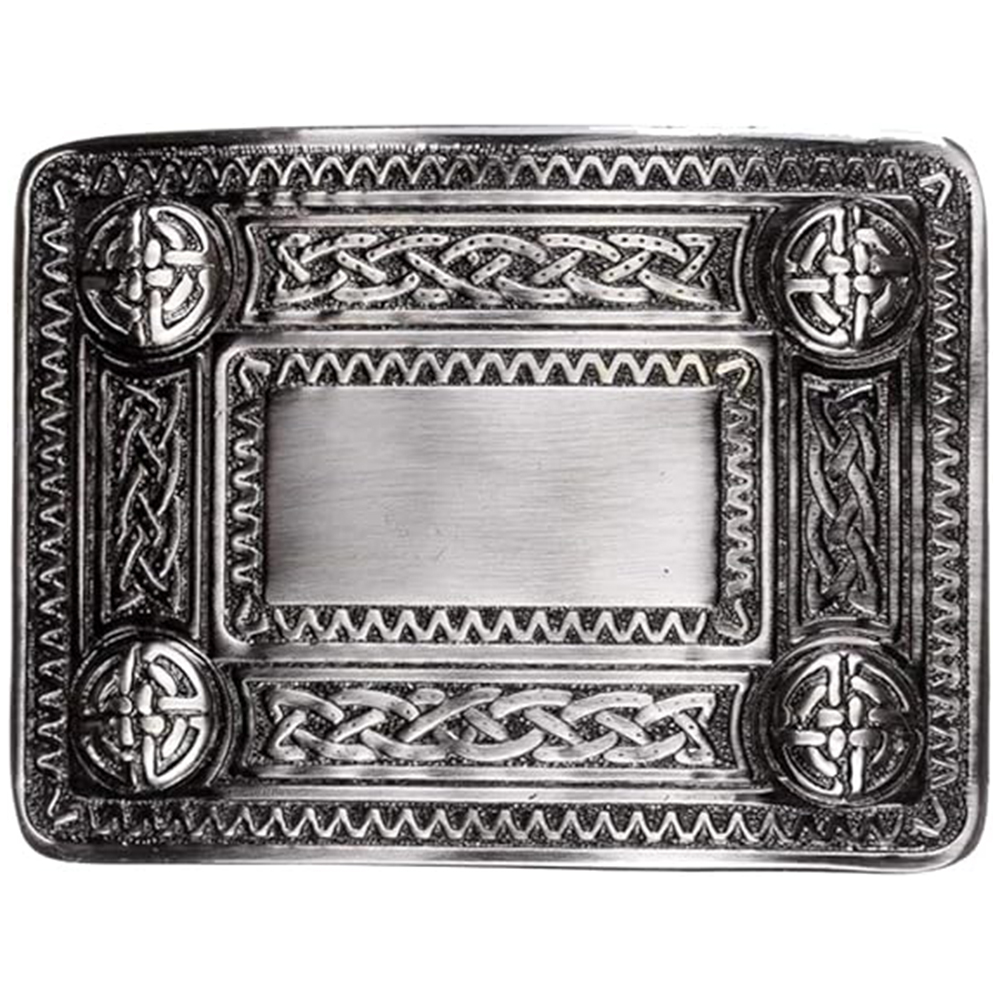 Blank Engravable Panel Belt Buckle with Celtic Borders