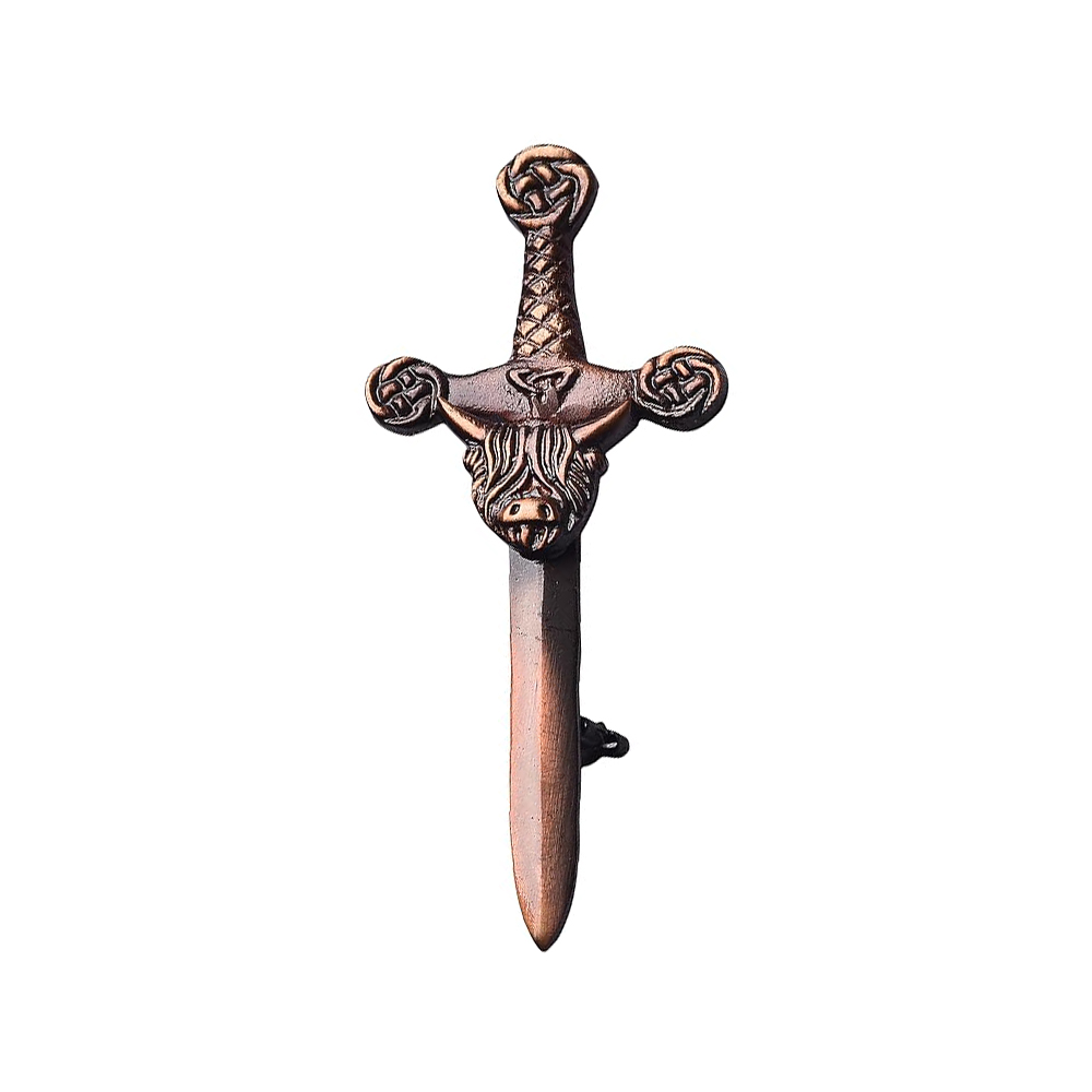 Antique Copper/Bronze Highland Coo Sword Pin