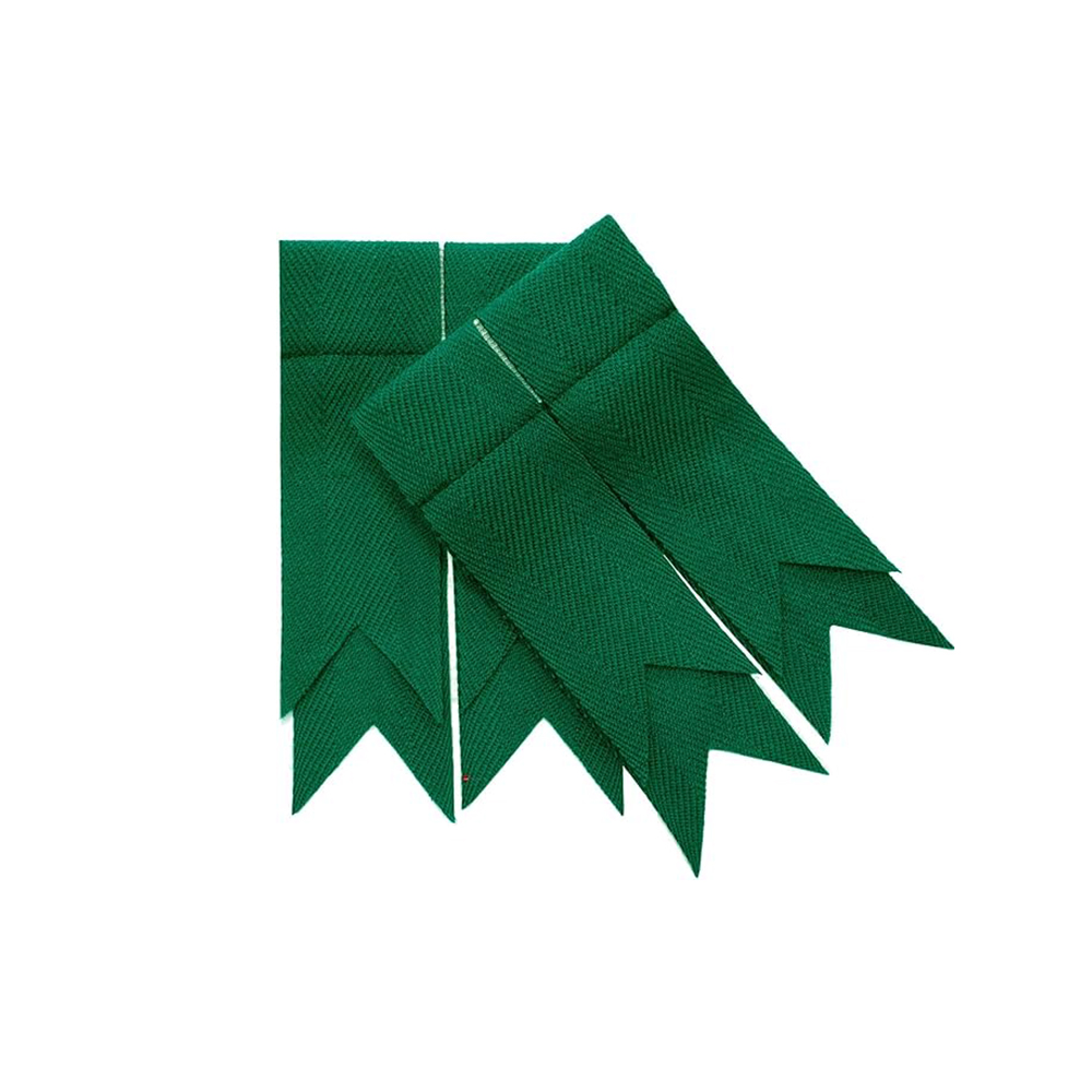 Plain Bright Green Kilt Hose Flashes with White Garters