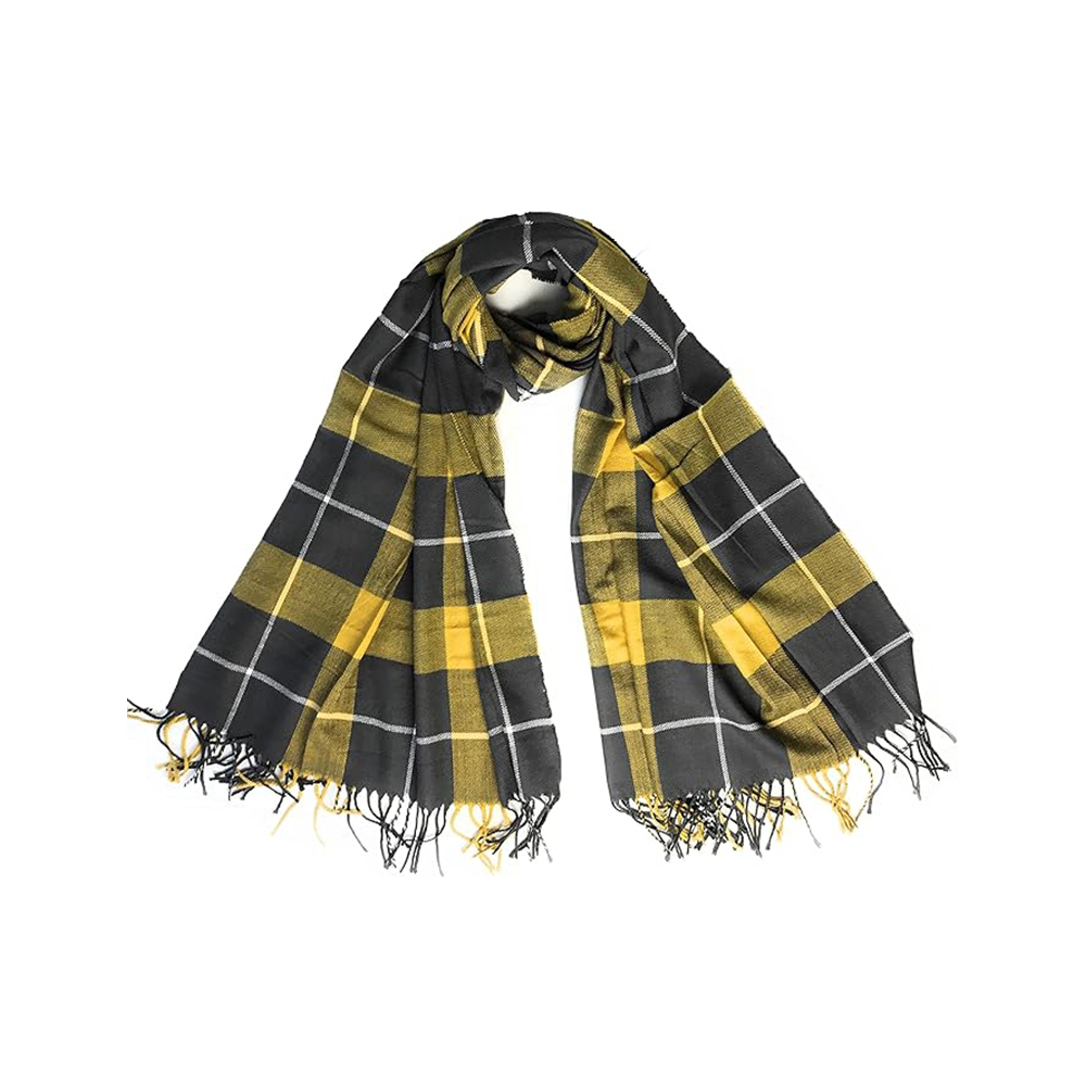 High-Contrast Black and Yellow Plaid Scarf