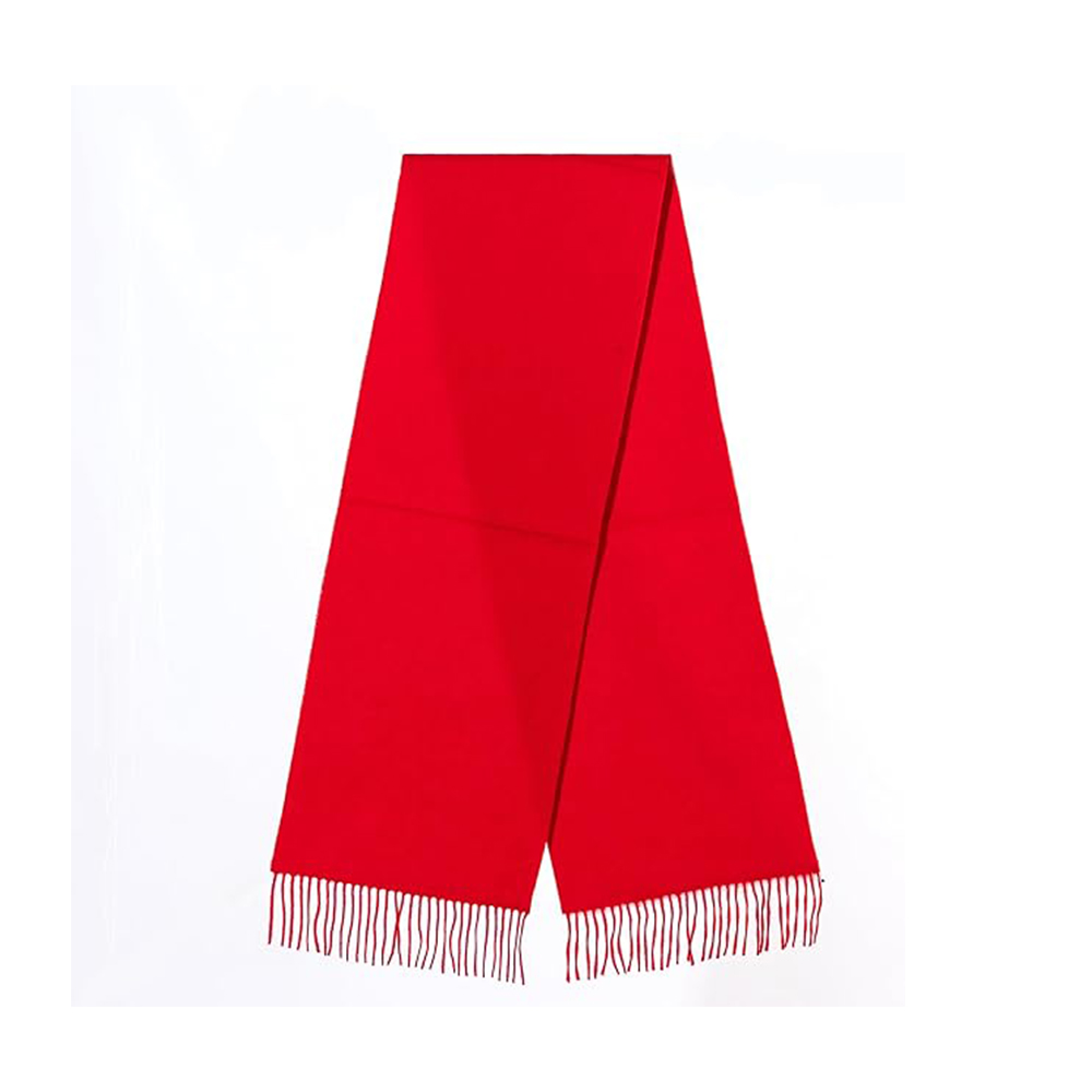 Vibrant Red Scarf with Fringe