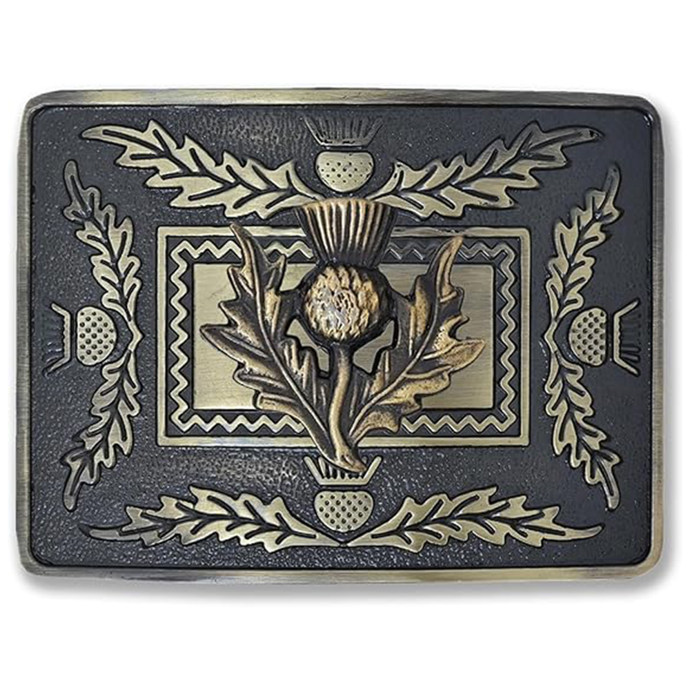 Scottish Thistle and Foliage Belt Buckle