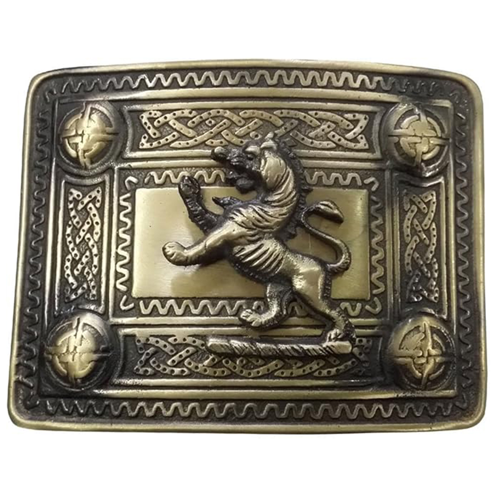Antique Brass Scottish Lion Kilt Buckle